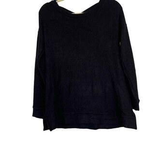 1.STATE Elegant Black‎ Ribbed Long Sleeve Top Versatile Casual Chic Size S